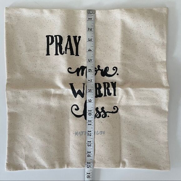 Pray More Worry Less Canvas Accent Pillow Cover - Picture 6 of 7